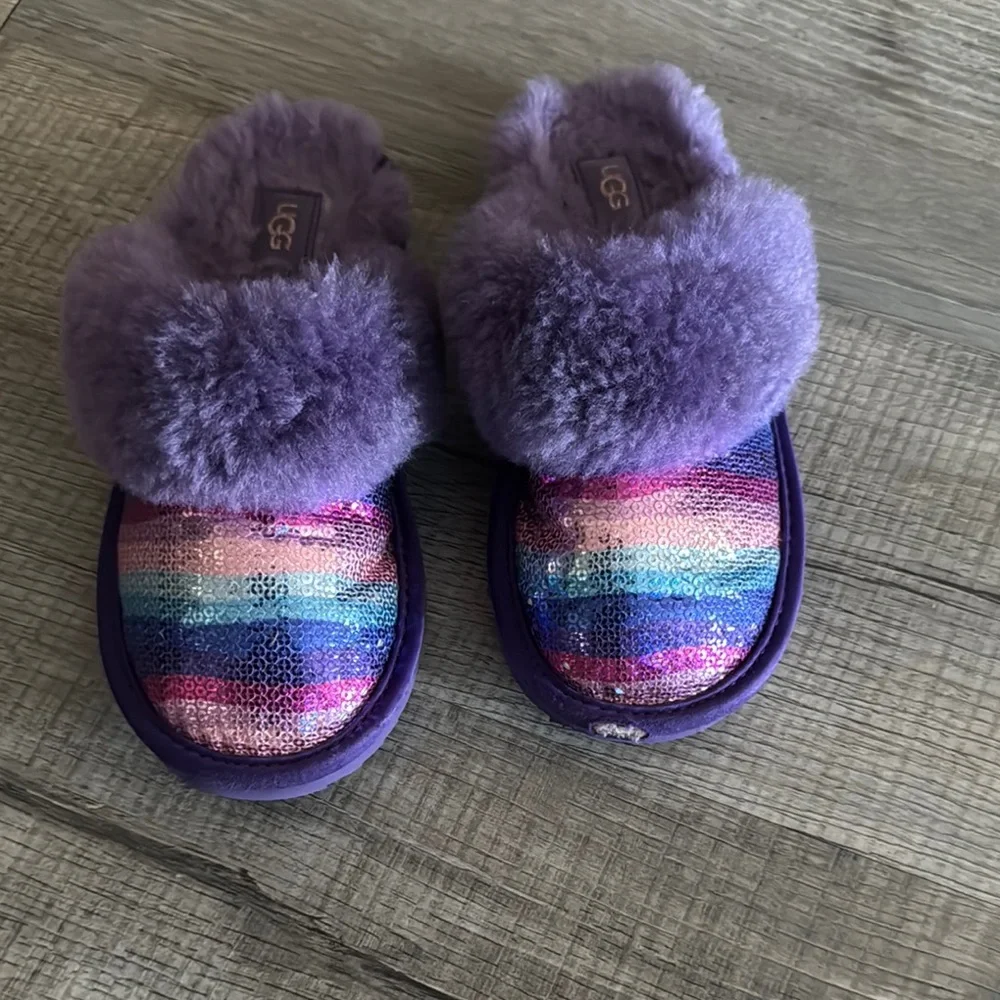 UGG Kids' Sparkly Multicolor and Purple Slippers